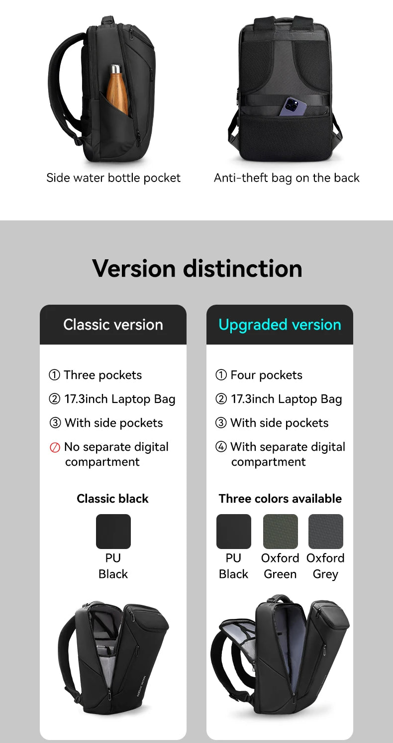 MARK RYDEN Waterproof Business & Travel Backpack with USB Charging