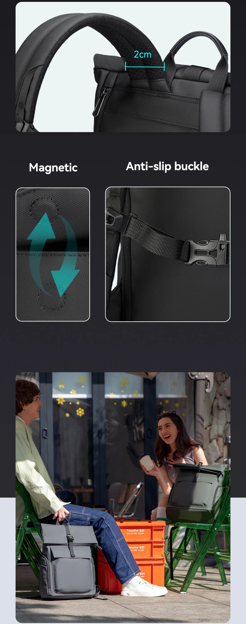 Mark Ryden Sac à dos roll-top professionnel – Ligne épurée