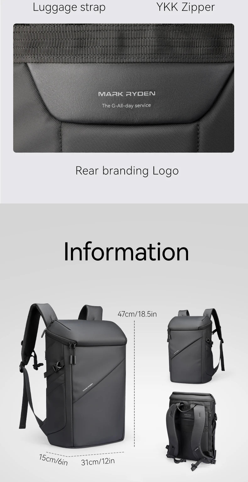 Men's 17inch Business Laptop Backpack Multifunctional Waterproof Travel Bag 360 Protection