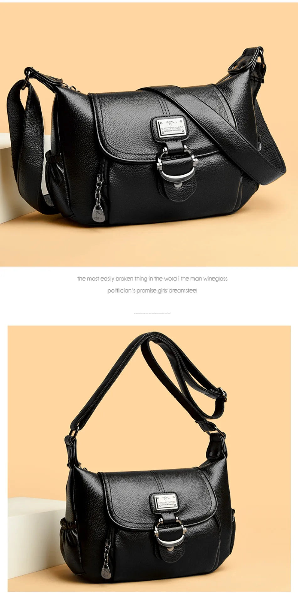 Sac à main en cuir à rabat, style urbain