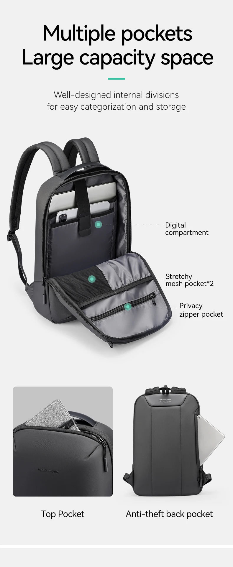 MARK RYDEN Male backpack waterproof bag airplane cabin backpack