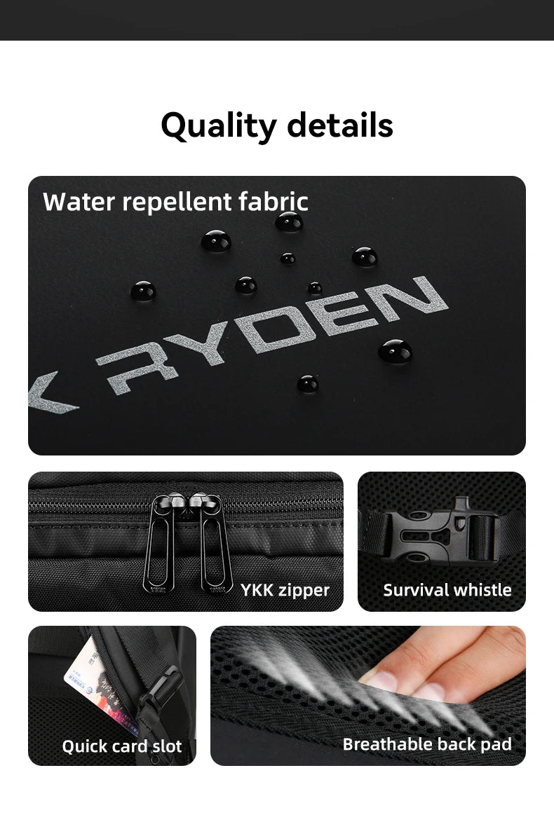 MARK RYDEN Waterproof Business & Travel Backpack with USB Charging