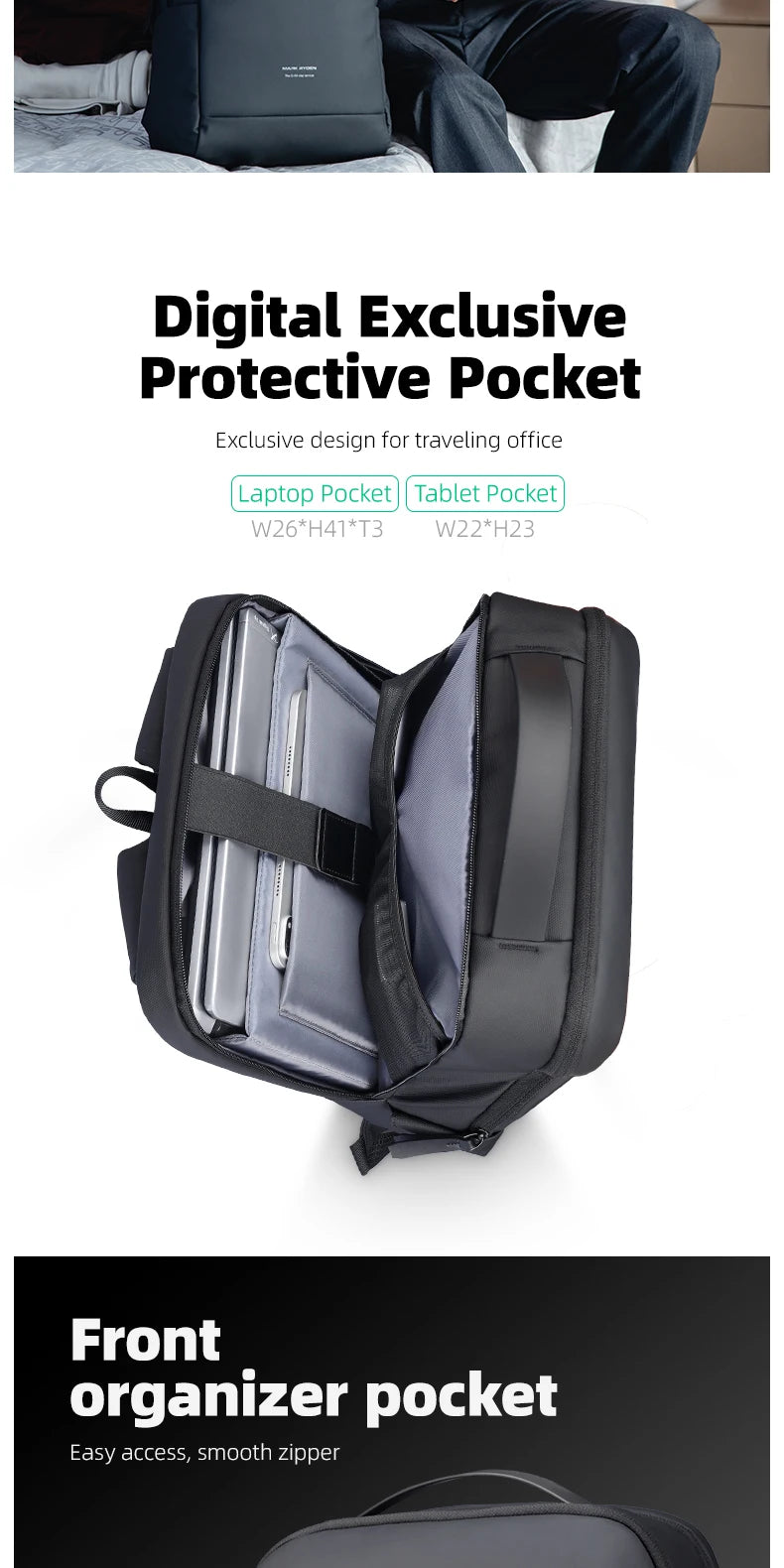 MARK RYDEN men's backpack waterproof backpack laptop backpack