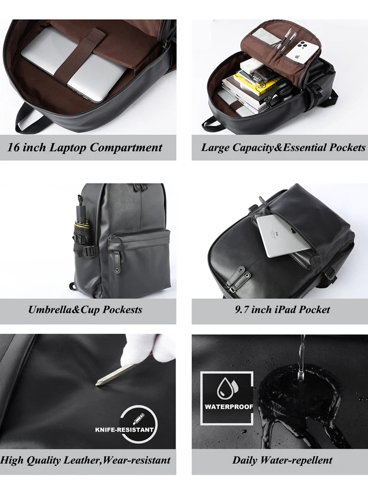 Men Leather Laptop Backpack Large Antitheft Travel Backpack High Quality Fashion Knapsack Bags for Male