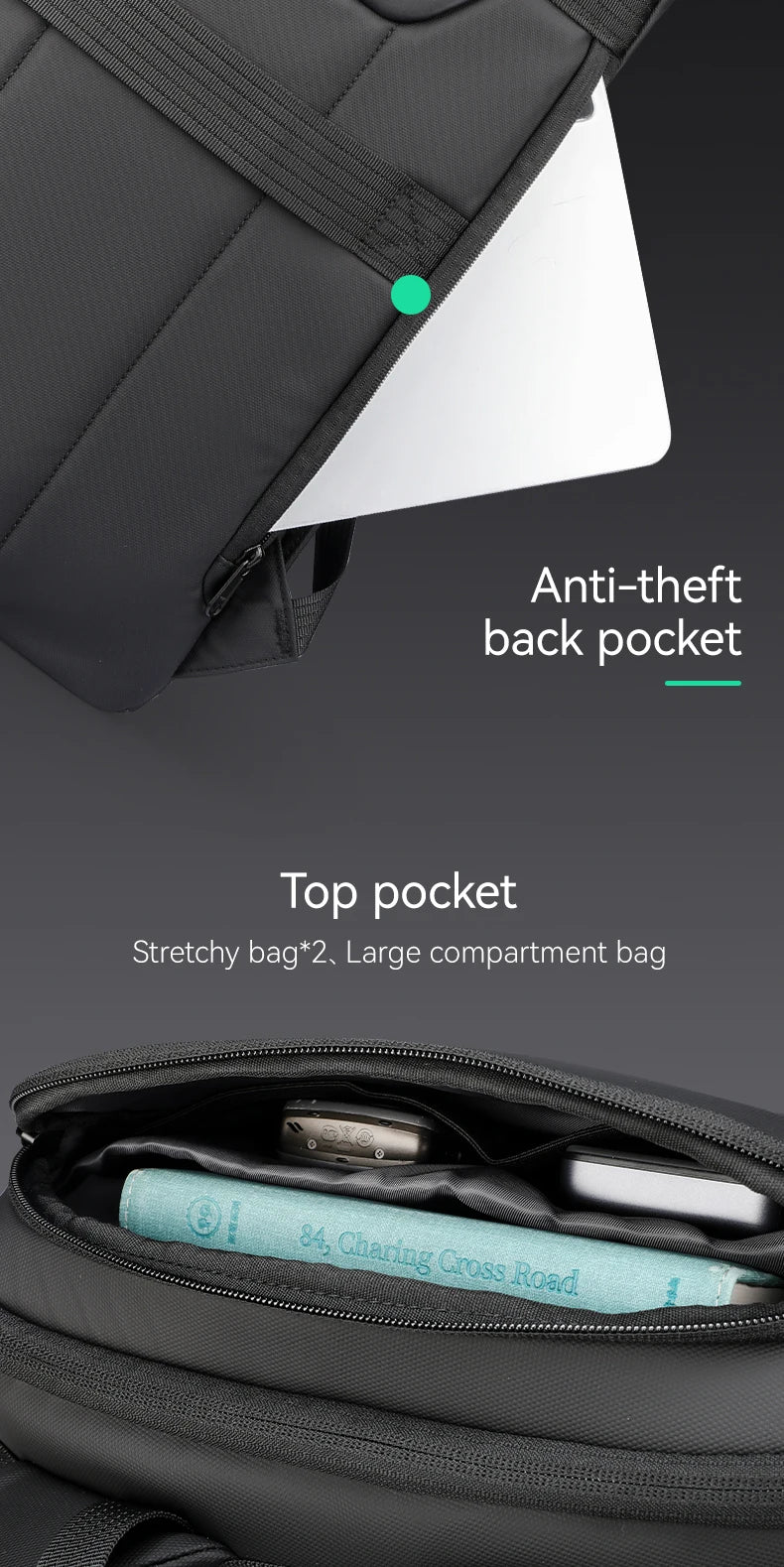 Men's 17inch Business Laptop Backpack Multifunctional Waterproof Travel Bag 360 Protection