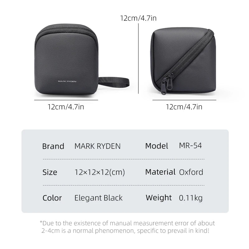 MARK RYDEN Cube Headphone Pouch Travel Makeup Bag Waterproof Toiletry Bag Elegant Black