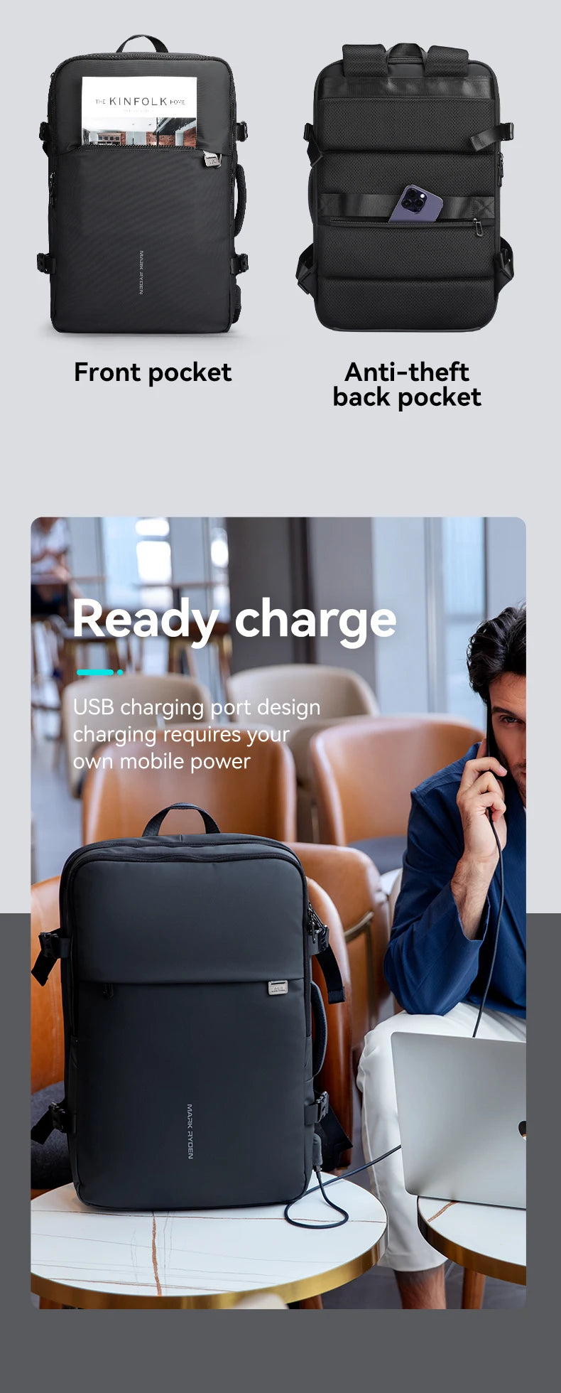 Mark Ryden Sac à dos de voyage grande capacité – Extensible et fonctionnel