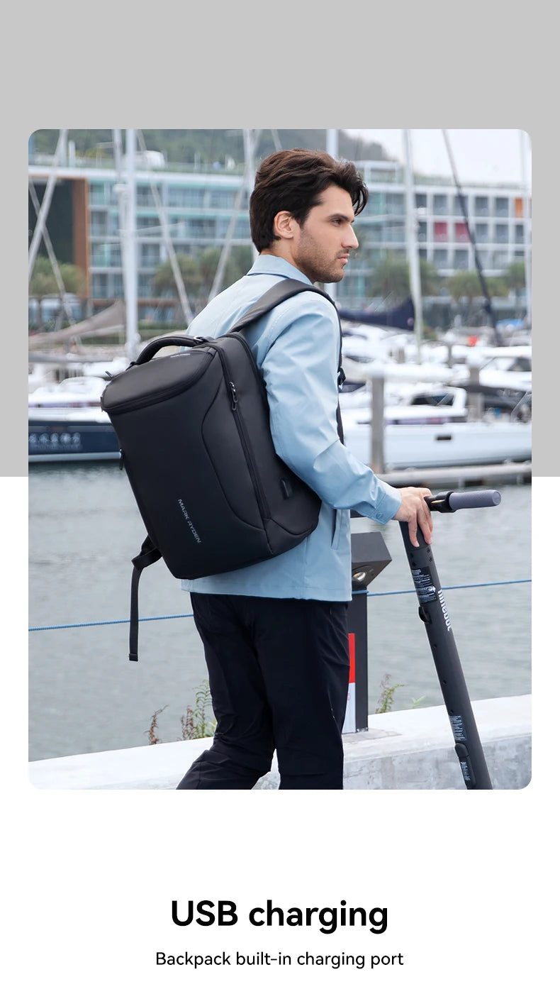 MARK RYDEN Waterproof Business & Travel Backpack with USB Charging