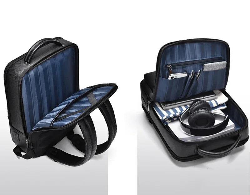 Sac à dos business en cuir avec port USB intégré