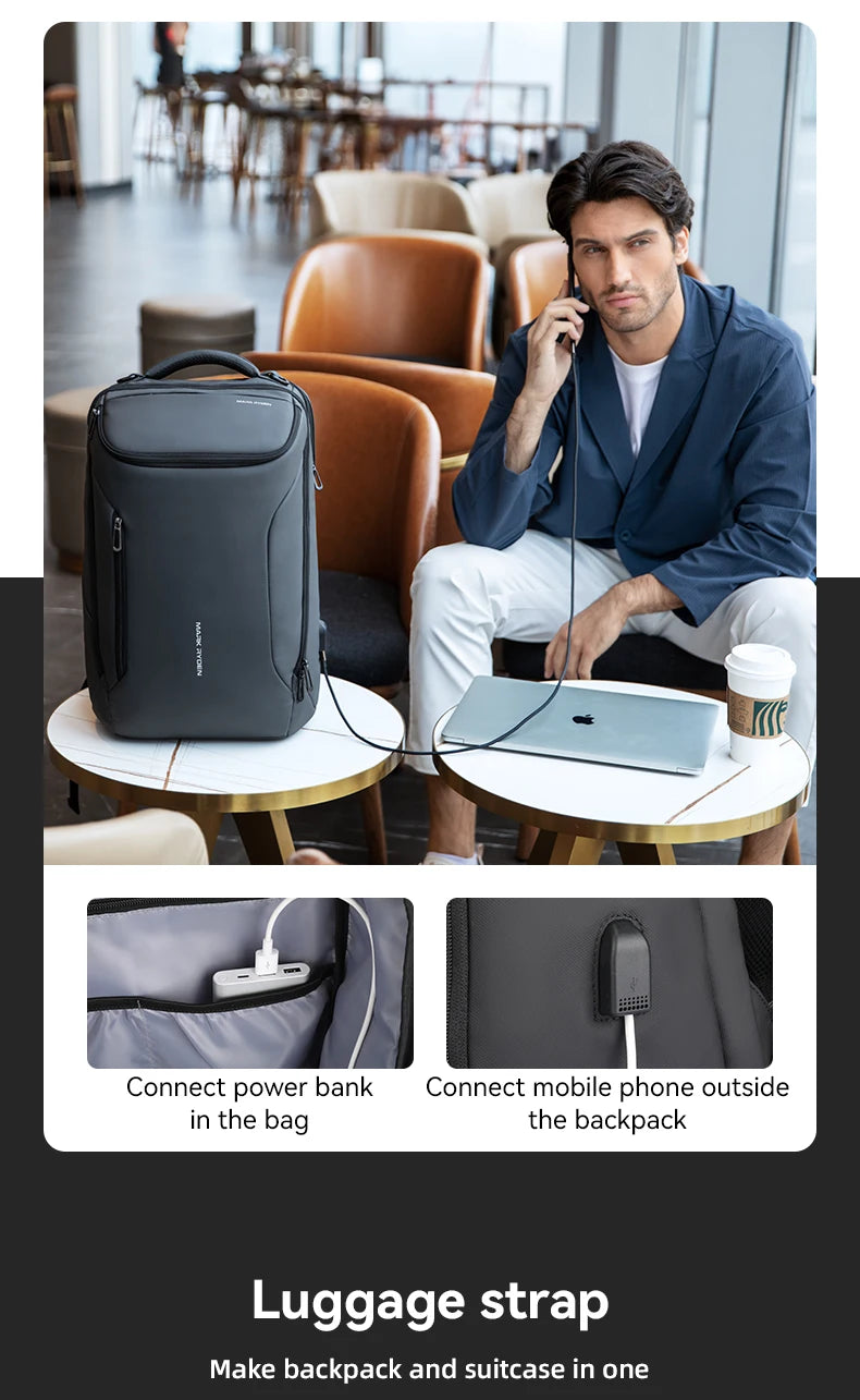MARK RYDEN Waterproof Business & Travel Backpack with USB Charging