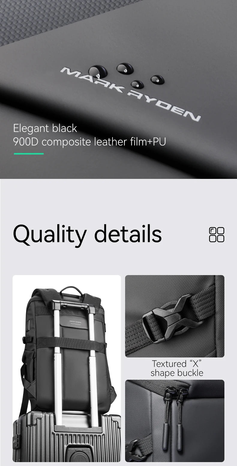 Men's 17inch Business Laptop Backpack Multifunctional Waterproof Travel Bag 360 Protection