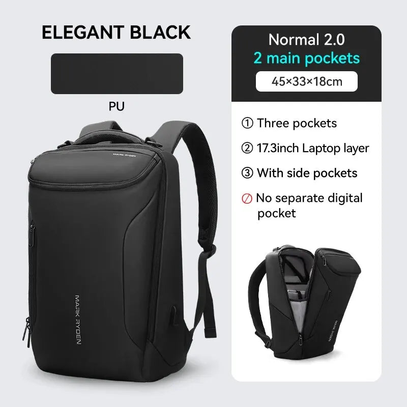 MARK RYDEN Waterproof Business & Travel Backpack with USB Charging