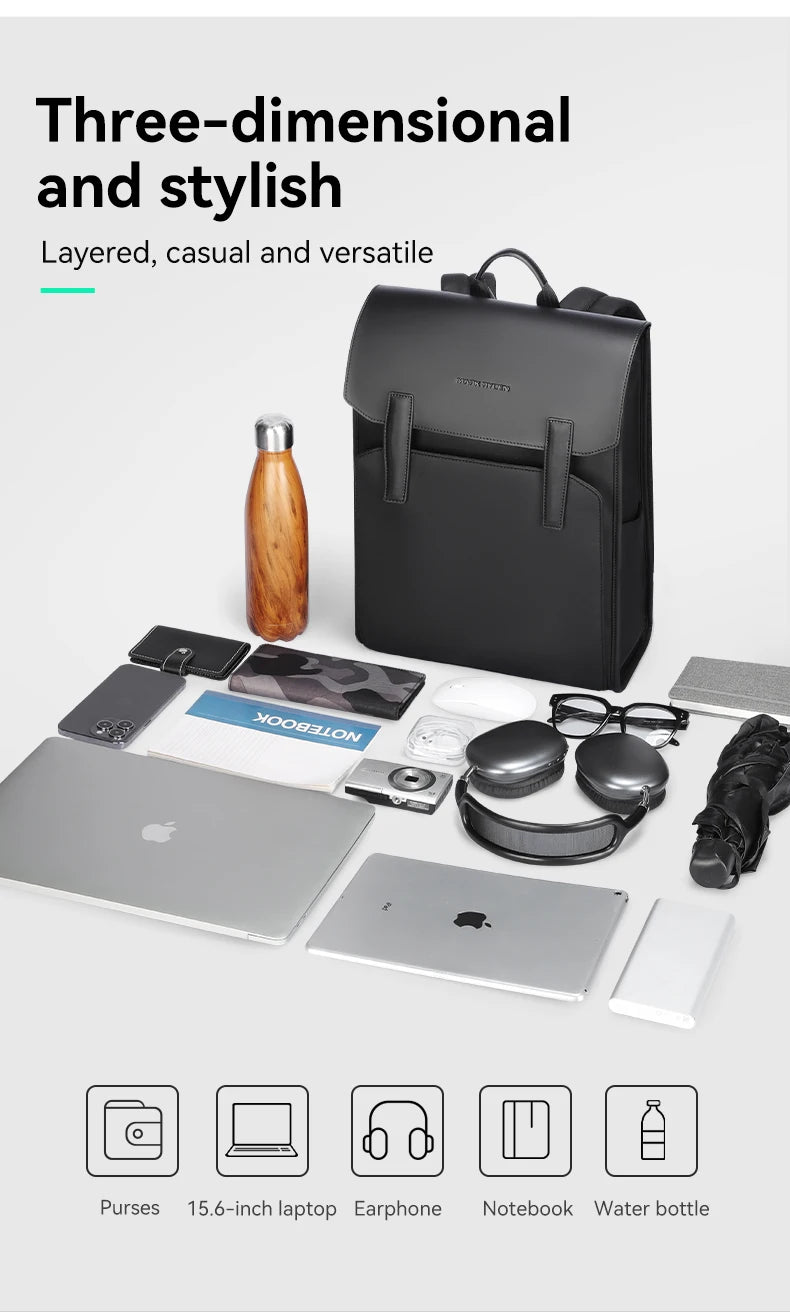 Mark Ryden Oxford +PU Leather Fabric  Light  Men's Business BackpackLeisure Computer Nordic Wind Student Bag