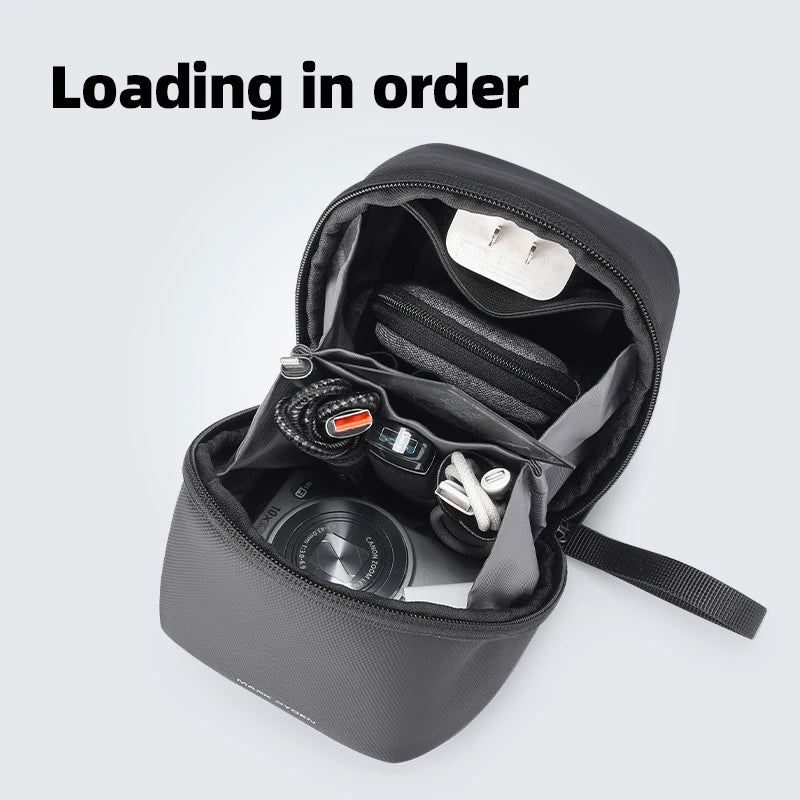 MARK RYDEN Cube Headphone Pouch Travel Makeup Bag Waterproof Toiletry Bag Elegant Black