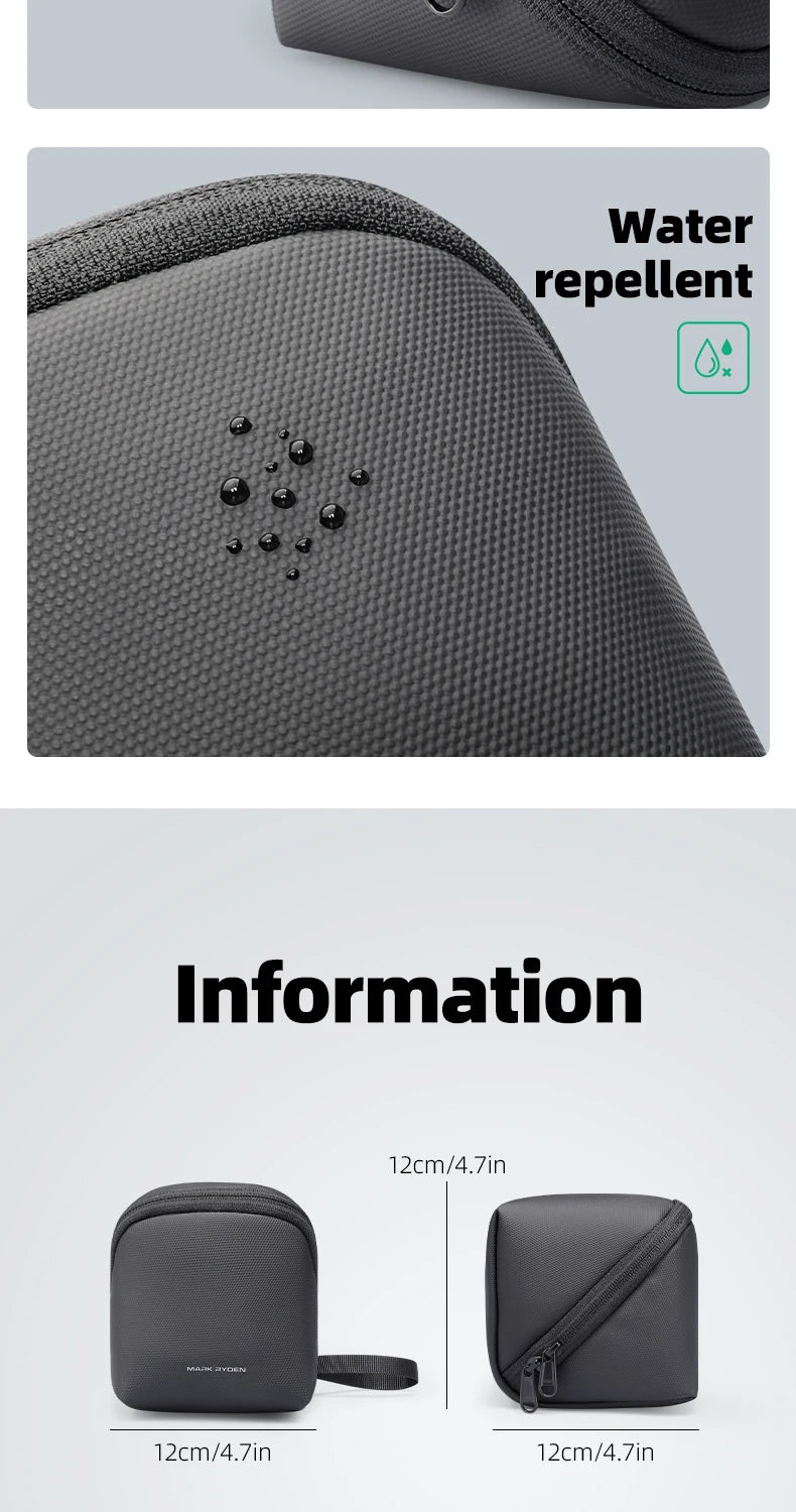 MARK RYDEN Cube Headphone Pouch Travel Makeup Bag Waterproof Toiletry Bag Elegant Black