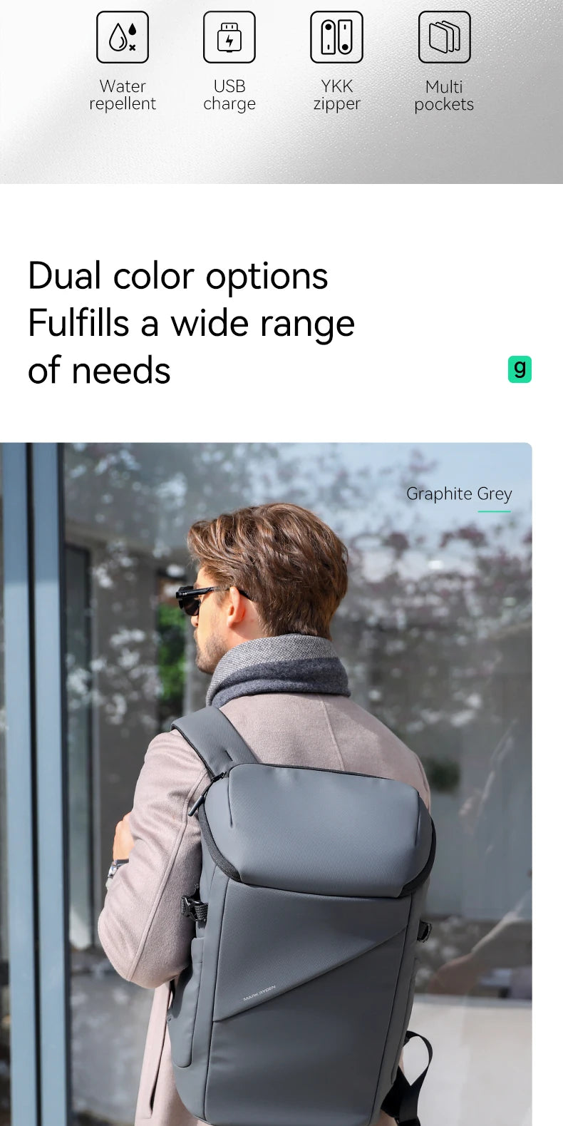 Men's 17inch Business Laptop Backpack Multifunctional Waterproof Travel Bag 360 Protection