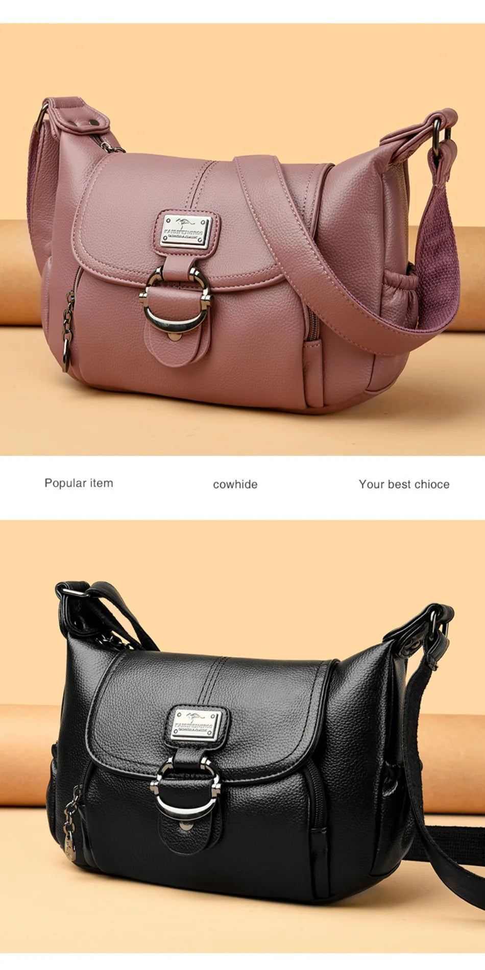 Sac à main en cuir à rabat, style urbain