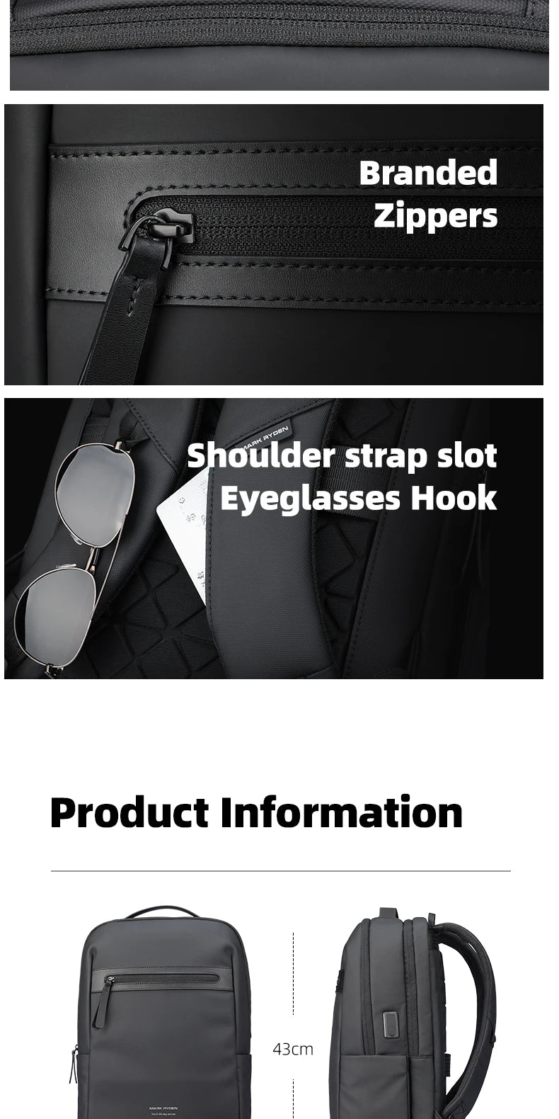 MARK RYDEN men's backpack waterproof backpack laptop backpack