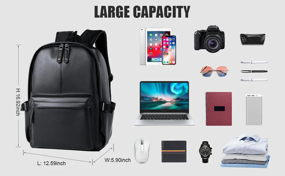 Men Leather Laptop Backpack Large Antitheft Travel Backpack High Quality Fashion Knapsack Bags for Male