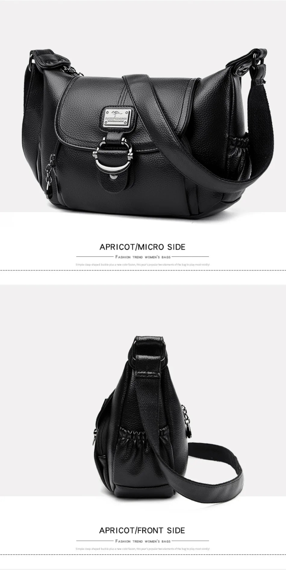 Sac à main en cuir à rabat, style urbain