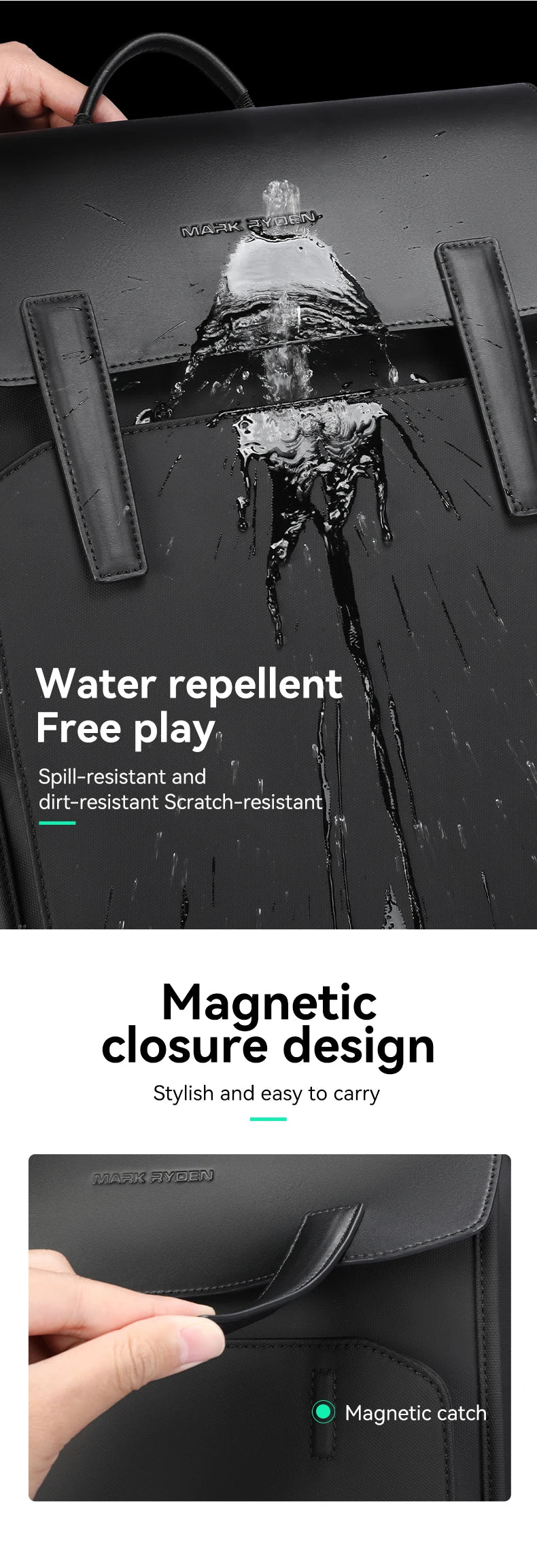 Mark Ryden Oxford +PU Leather Fabric  Light  Men's Business BackpackLeisure Computer Nordic Wind Student Bag