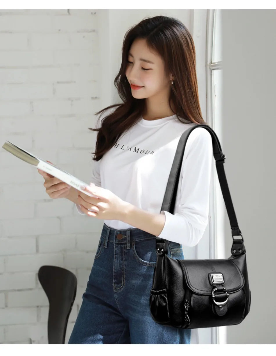 Sac à main en cuir à rabat, style urbain