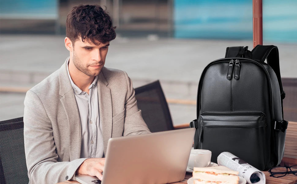 Men Leather Laptop Backpack Large Antitheft Travel Backpack High Quality Fashion Knapsack Bags for Male