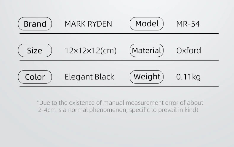 MARK RYDEN Cube Headphone Pouch Travel Makeup Bag Waterproof Toiletry Bag Elegant Black