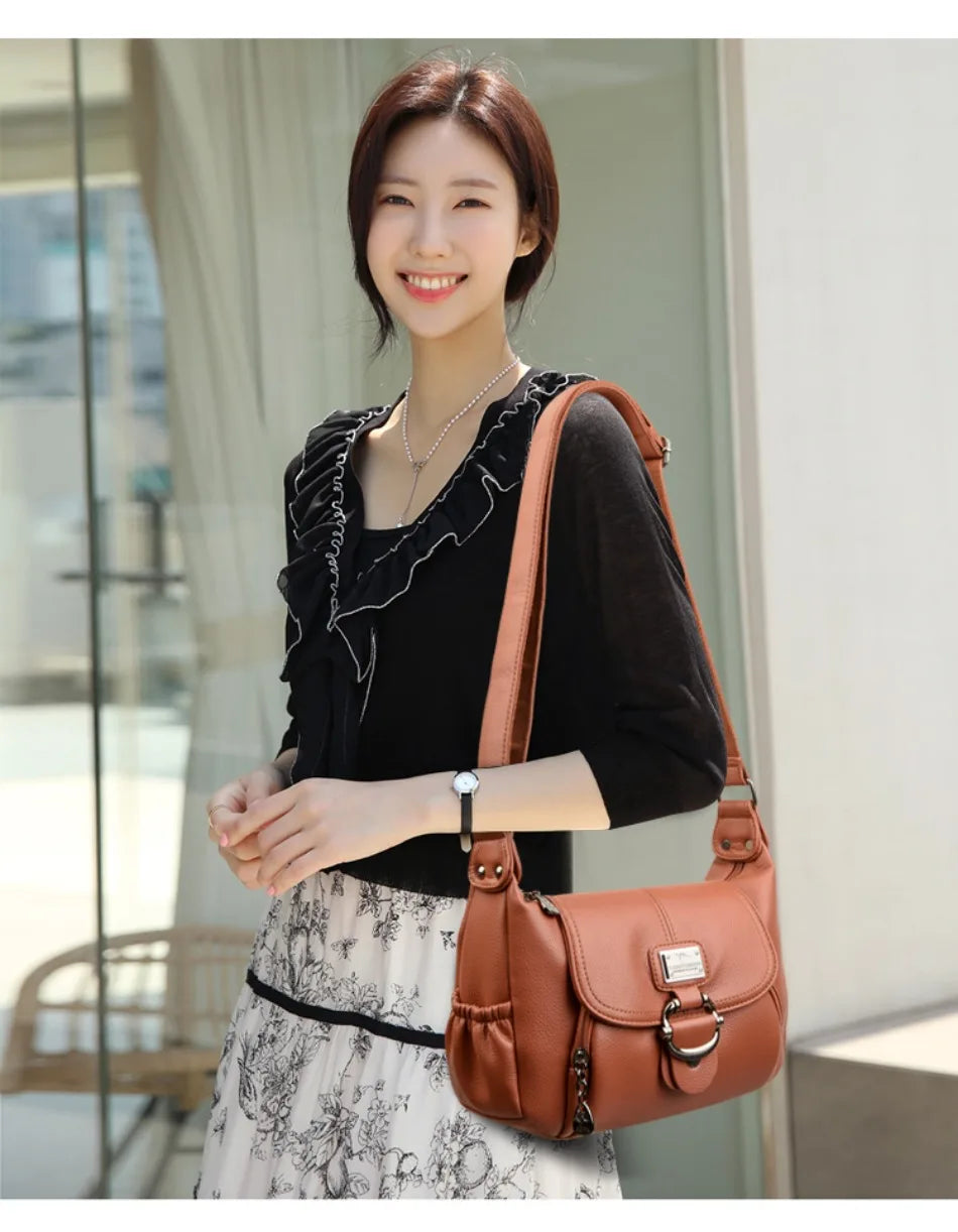 Sac à main en cuir à rabat, style urbain