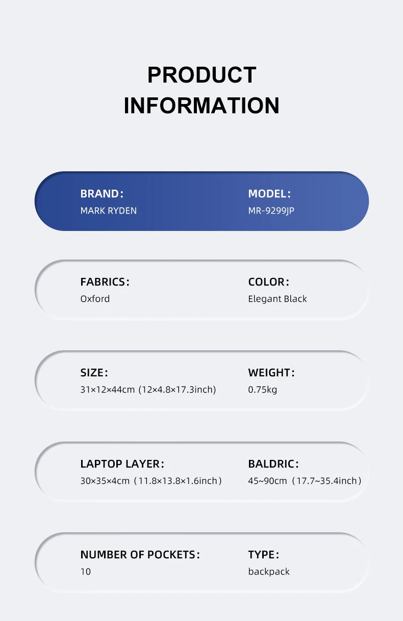 Mark Ryden Sac à dos urbain imperméable – Mobilité quotidienne