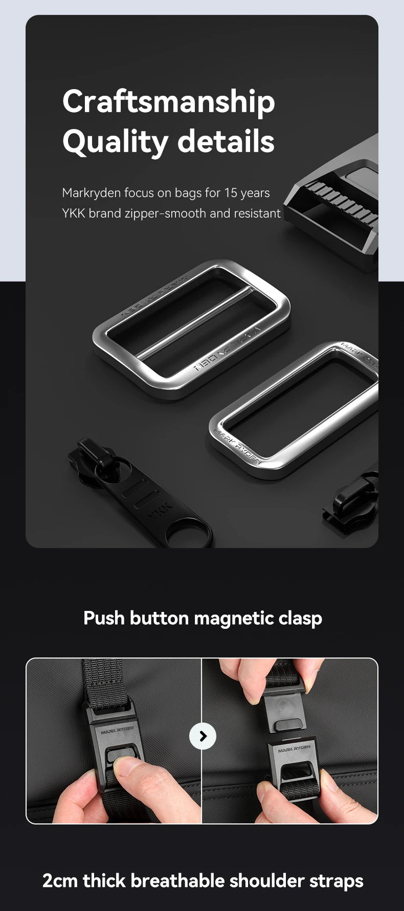 MarkRyden Sac à dos roll-top business – Design imperméable