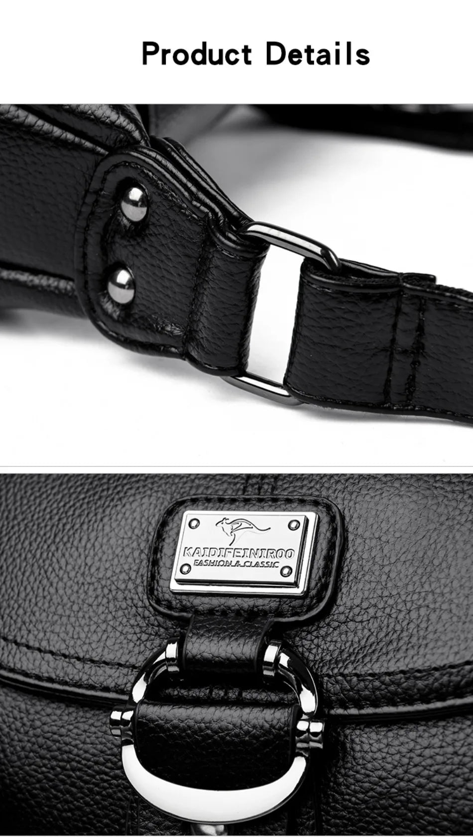 Sac à main en cuir à rabat, style urbain