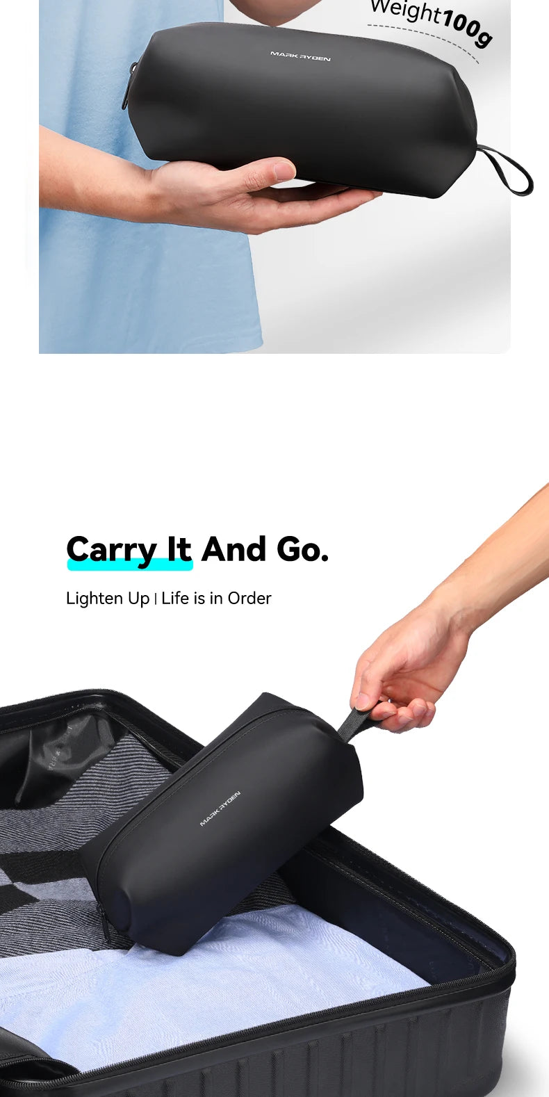 MARK RYDEN Toiletry Bag Travel Makeup Bag Pillow Type Waterproof Pouch Mini