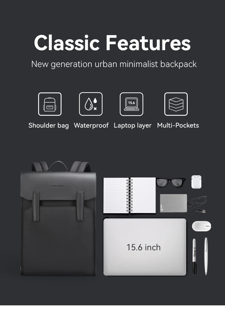 Mark Ryden Oxford +PU Leather Fabric  Light  Men's Business BackpackLeisure Computer Nordic Wind Student Bag