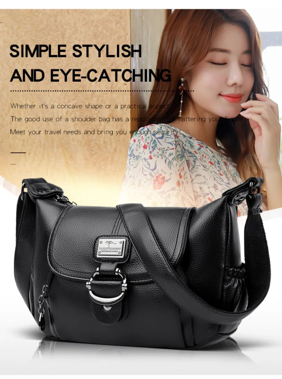 Sac à main en cuir à rabat, style urbain