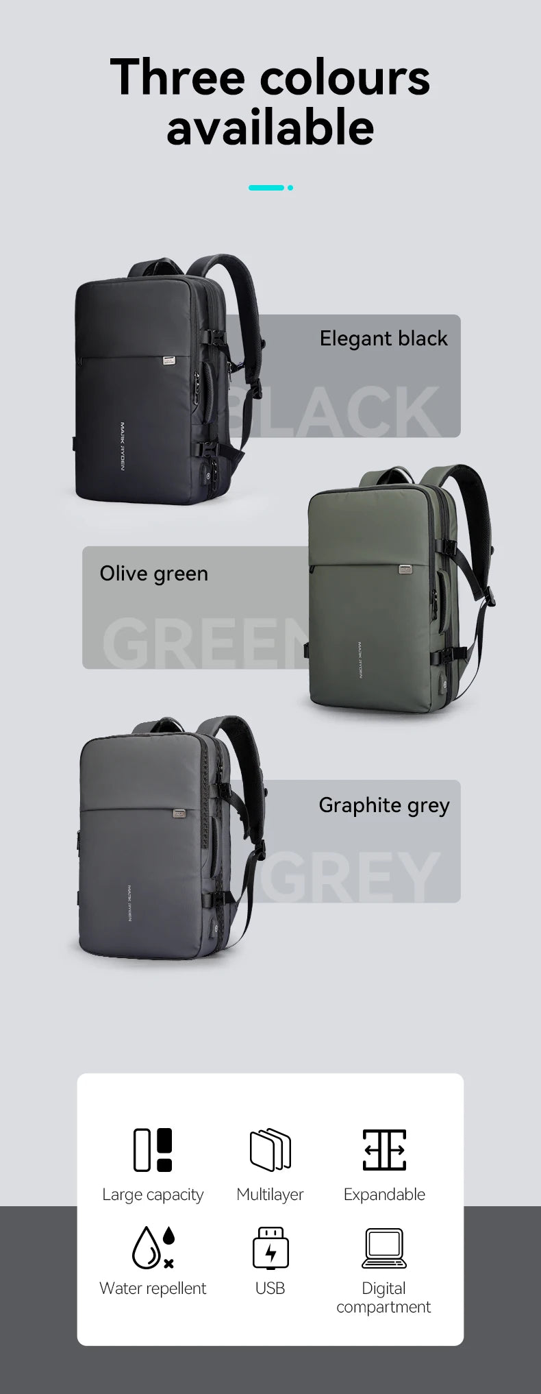 Mark Ryden Sac à dos de voyage grande capacité – Extensible et fonctionnel