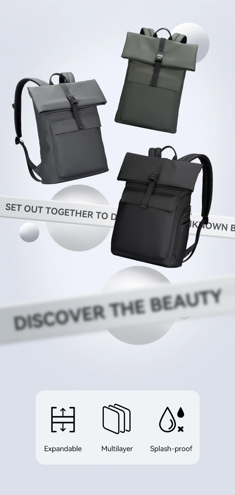 MarkRyden Sac à dos roll-top business – Design imperméable