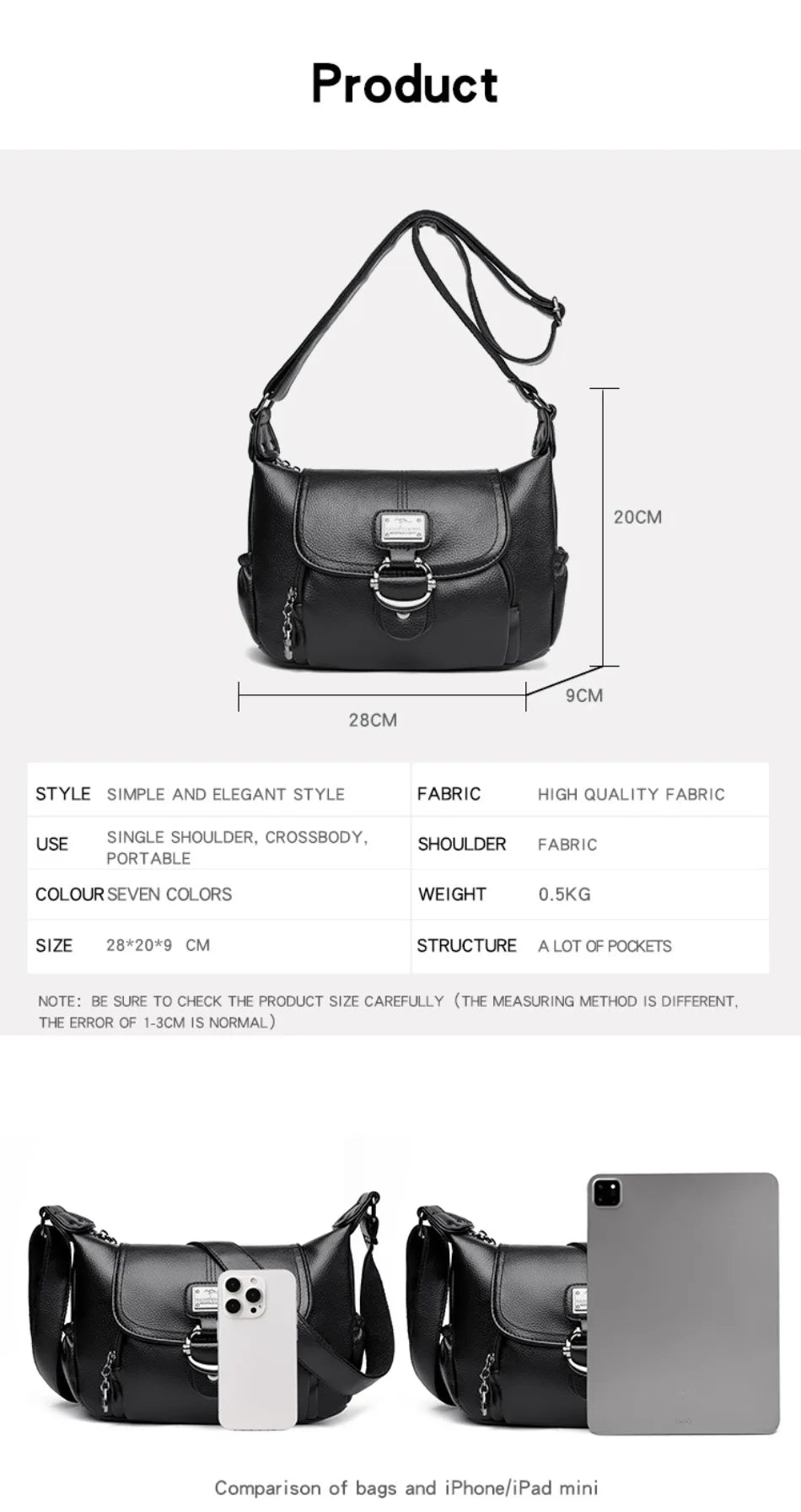 Sac à main en cuir à rabat, style urbain