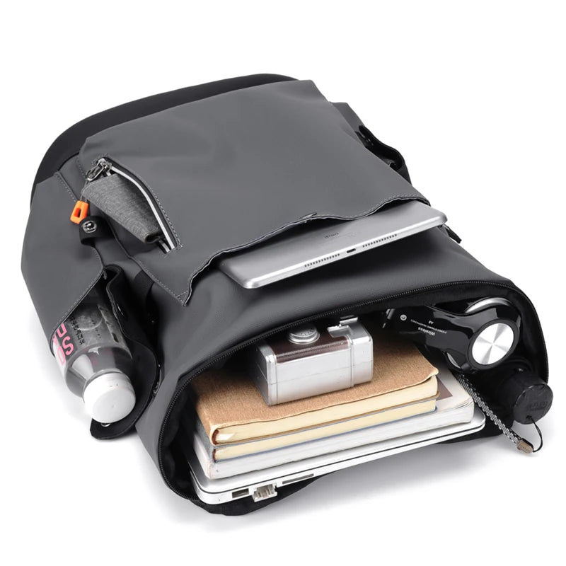 Sac à dos business en cuir PU imperméable avec port USB – Grande capacité