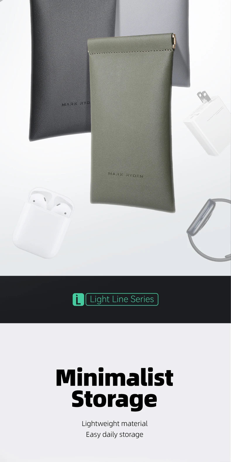 MARK RYDEN Men's Card pack Mini Organizer Bag Headphone Pouch