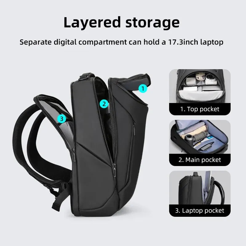 MARK RYDEN Waterproof Business & Travel Backpack with USB Charging