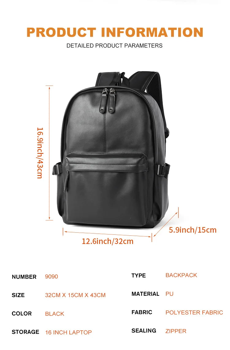 Men Leather Laptop Backpack Large Antitheft Travel Backpack High Quality Fashion Knapsack Bags for Male