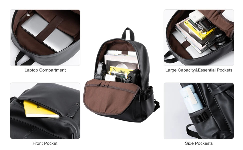 Men Leather Laptop Backpack Large Antitheft Travel Backpack High Quality Fashion Knapsack Bags for Male