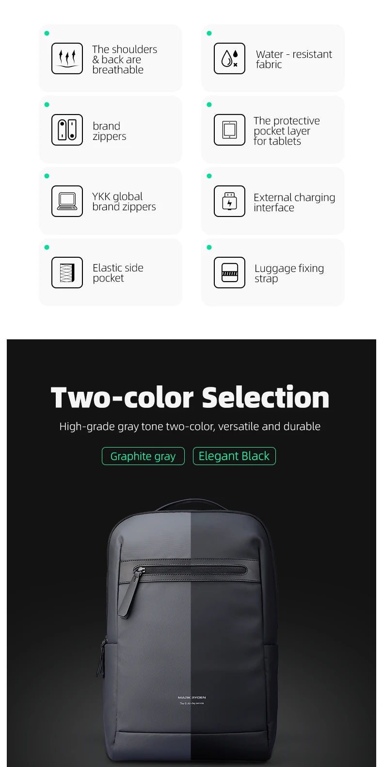 MARK RYDEN men's backpack waterproof backpack laptop backpack