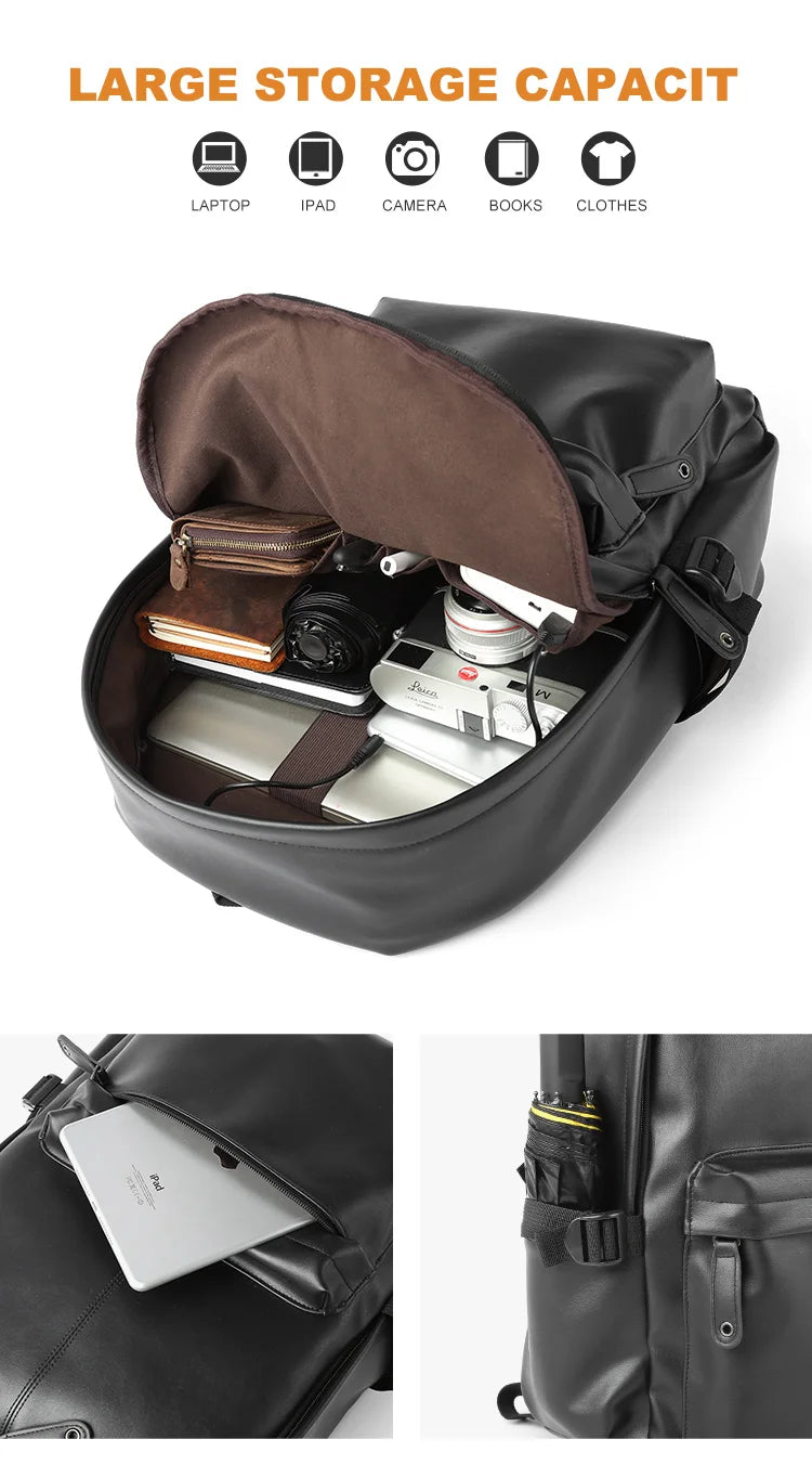 Men Leather Laptop Backpack Large Antitheft Travel Backpack High Quality Fashion Knapsack Bags for Male