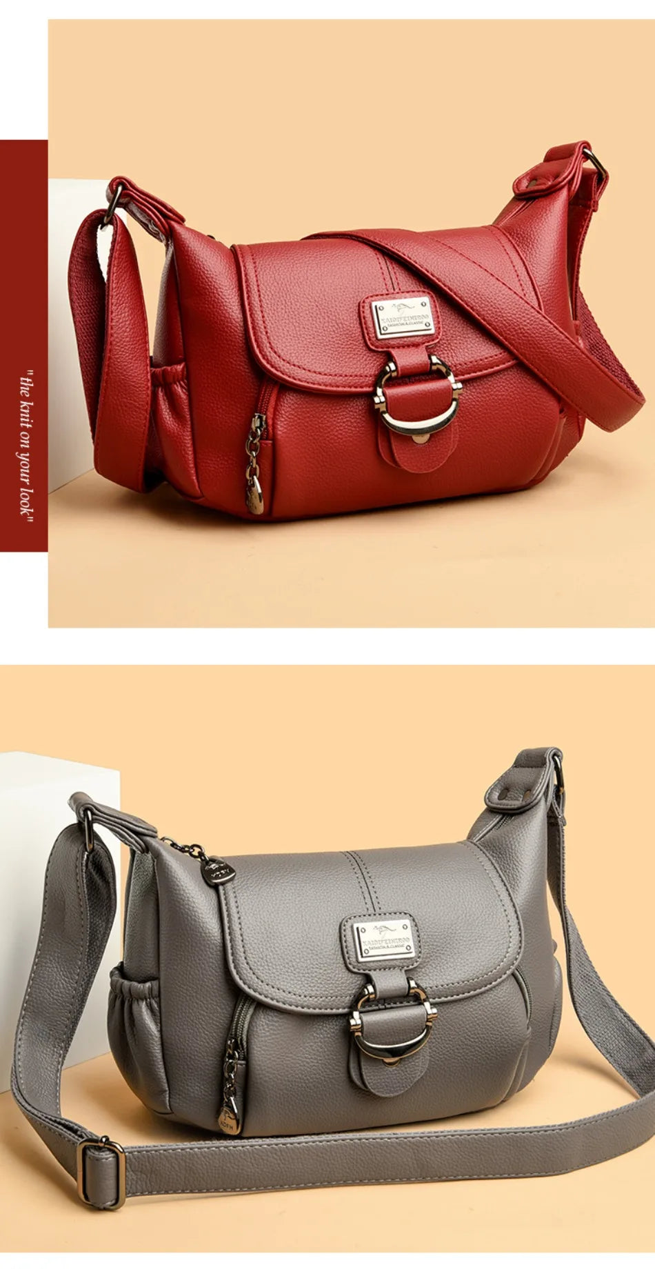 Sac à main en cuir à rabat, style urbain