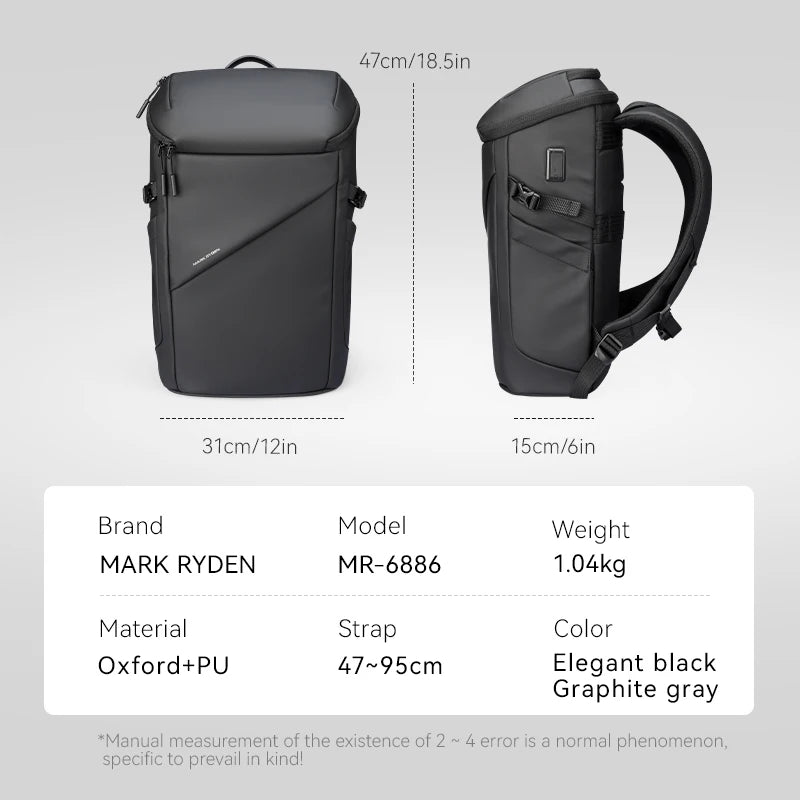 Men's 17inch Business Laptop Backpack Multifunctional Waterproof Travel Bag 360 Protection