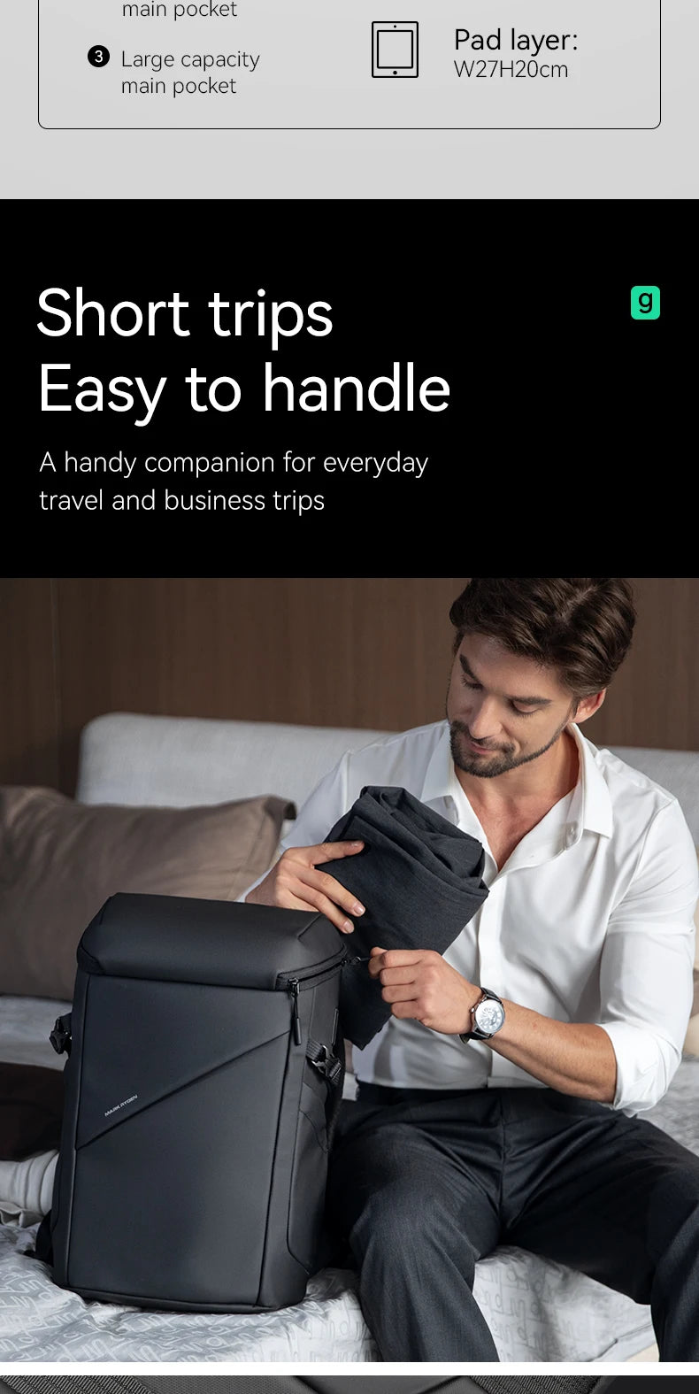 Men's 17inch Business Laptop Backpack Multifunctional Waterproof Travel Bag 360 Protection