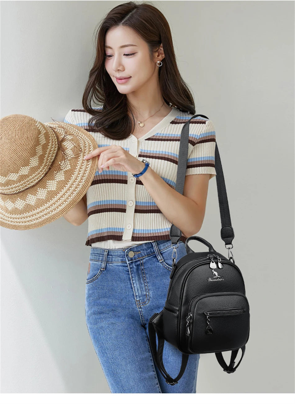 Sac à dos de voyage polyvalent en cuir